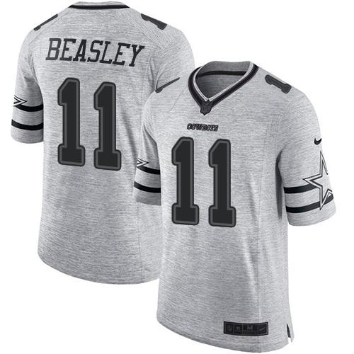 Nike Cowboys #11 Cole Beasley Gray Men's Stitched NFL Limited Gridiron Gray II Jersey - Click Image to Close